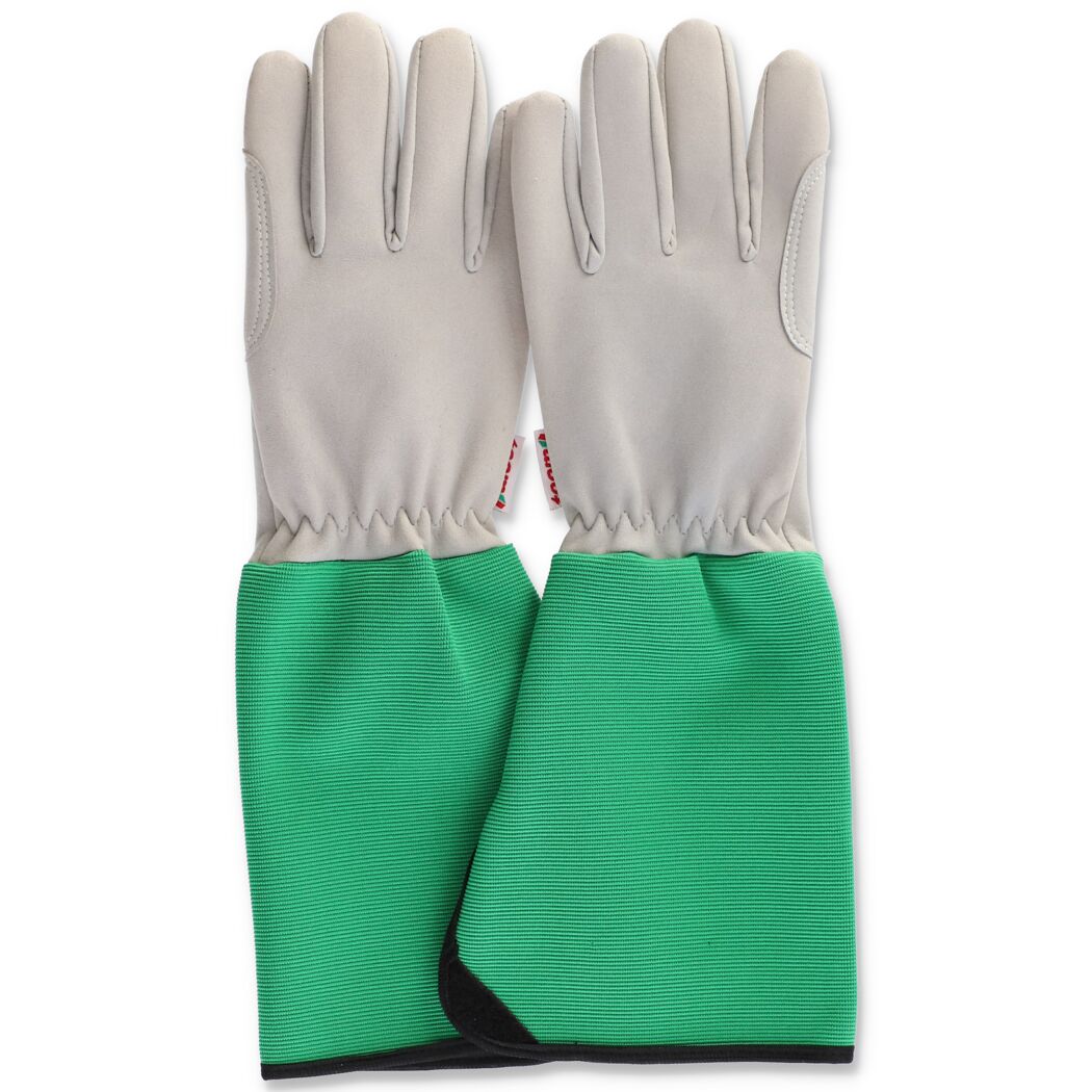 Ein Paar grüne Spezialhandschuhe, Größe 9.