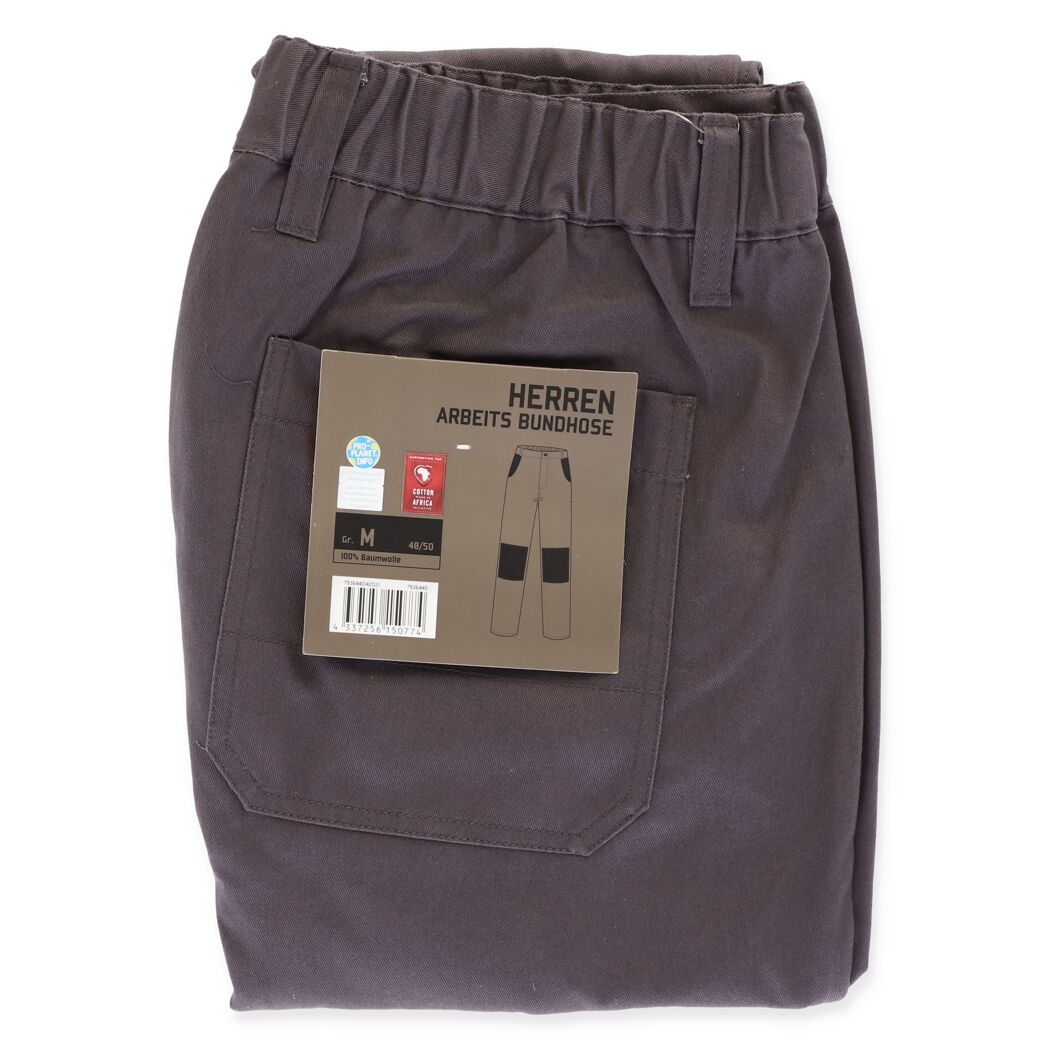 Gefaltete dunkelgraue Herren Arbeitsbundhose