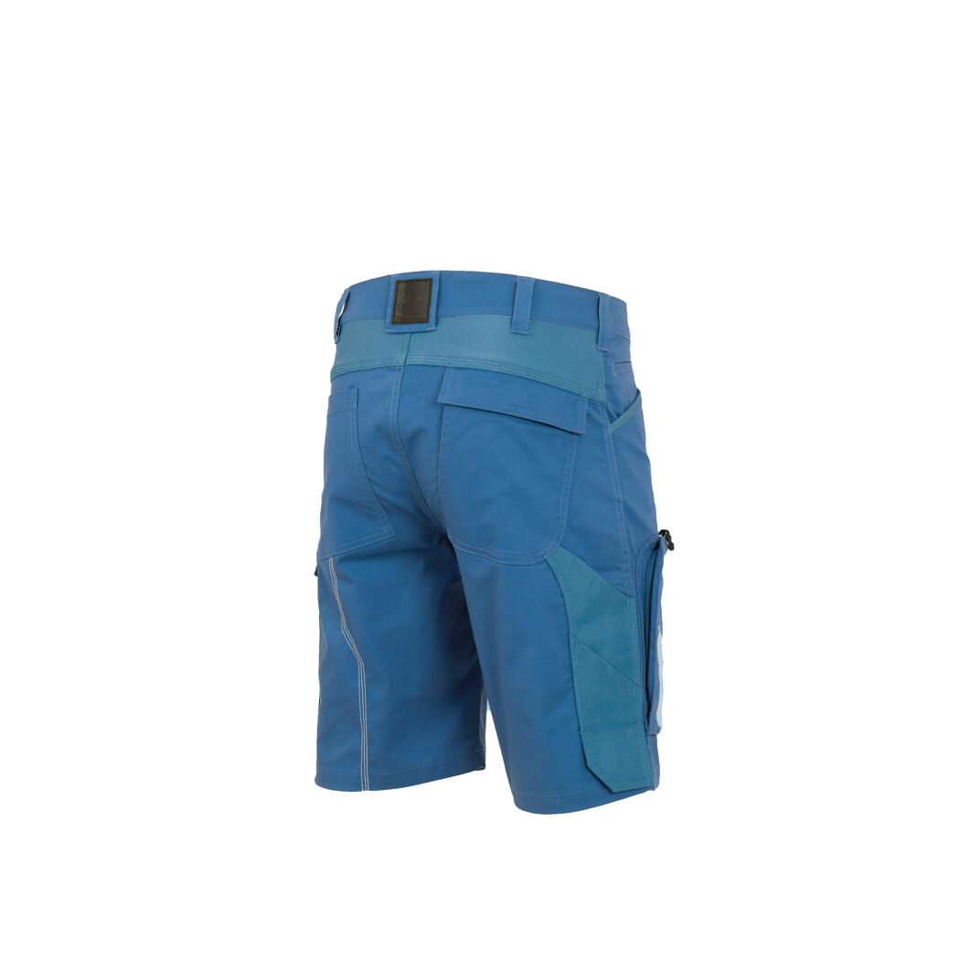 Blaue Arbeitsbermuda von hinten