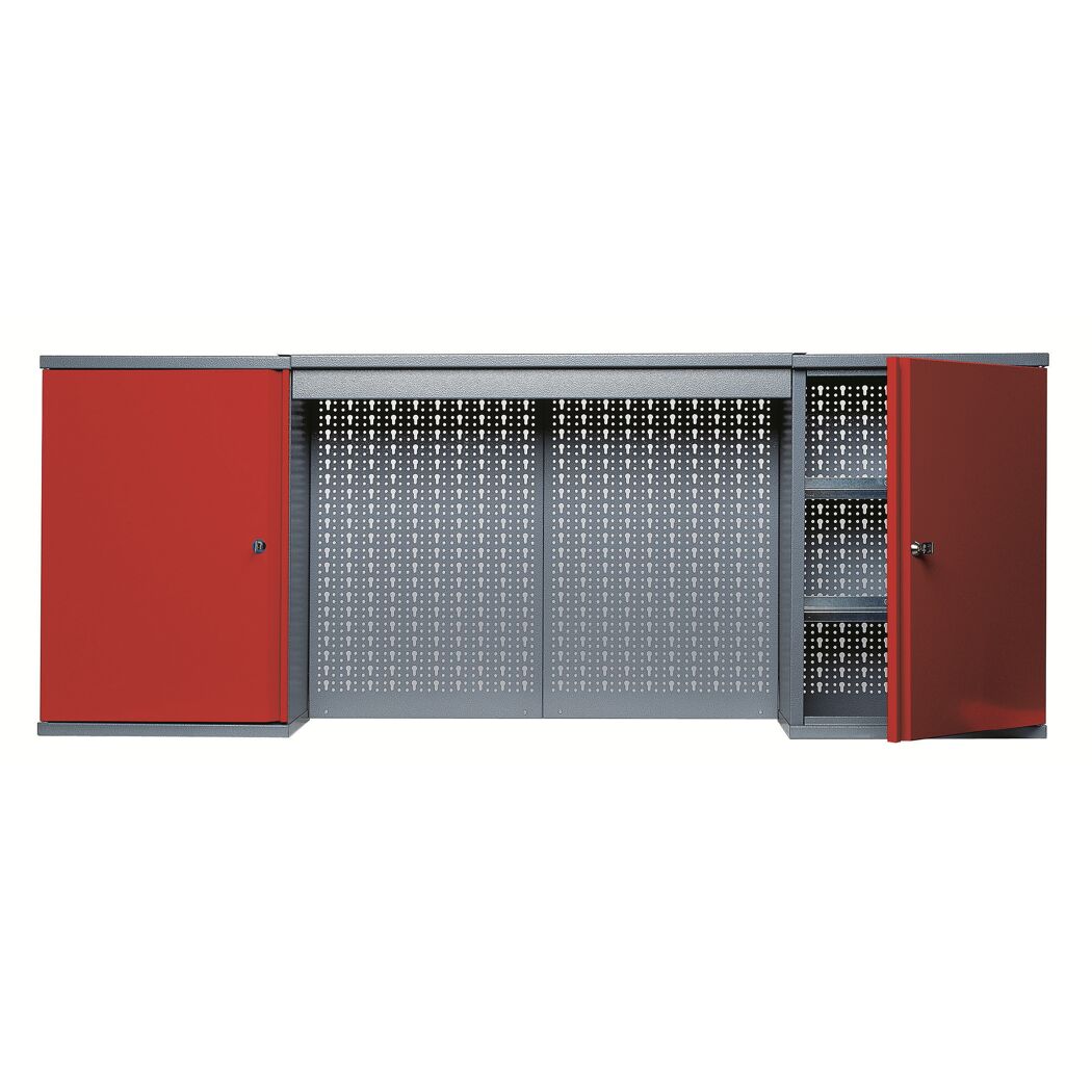 Hängeschrank rot mit Lichtblende