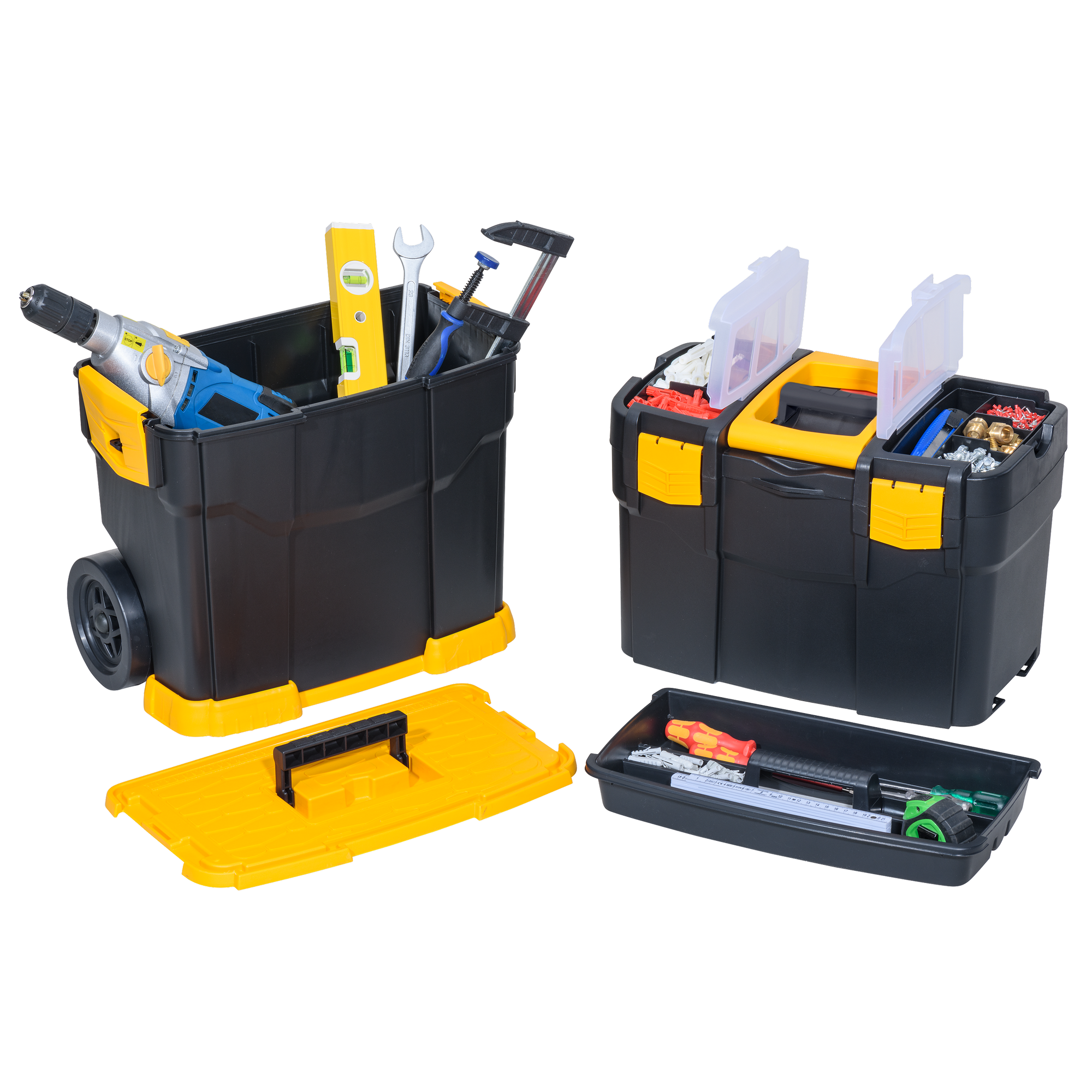 McPlus rollbarer Werkzeugkoffer 'Mobile P 24' schwarz/gelb 46 x 29 x 67,5 cm