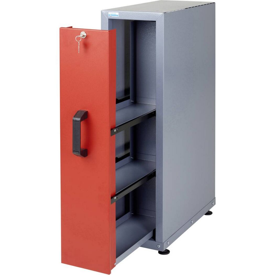 Einbauschrank rot mit Auszug