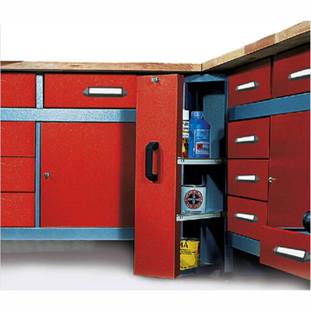 Einbauschrank rot mit Auszug