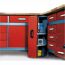 Einbauschrank rot mit Auszug