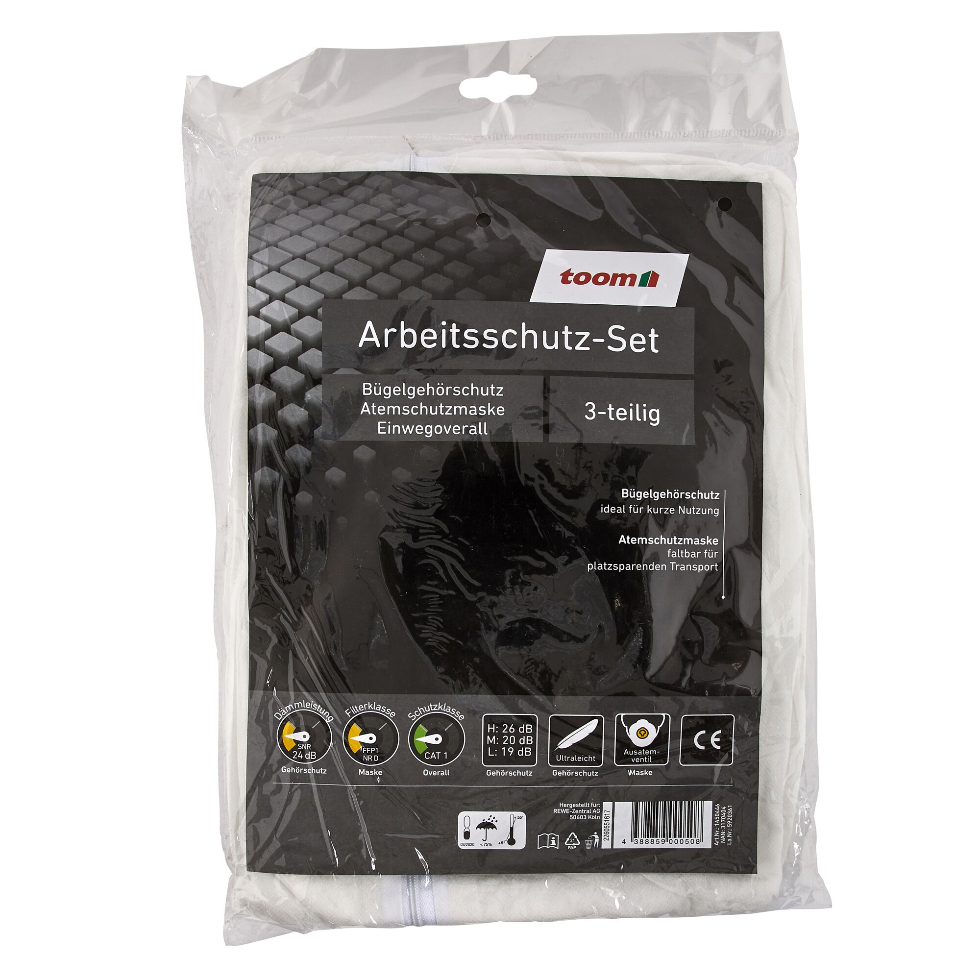 Arbeitsschutz-Set 3-teilig toom im Plastikbeutel