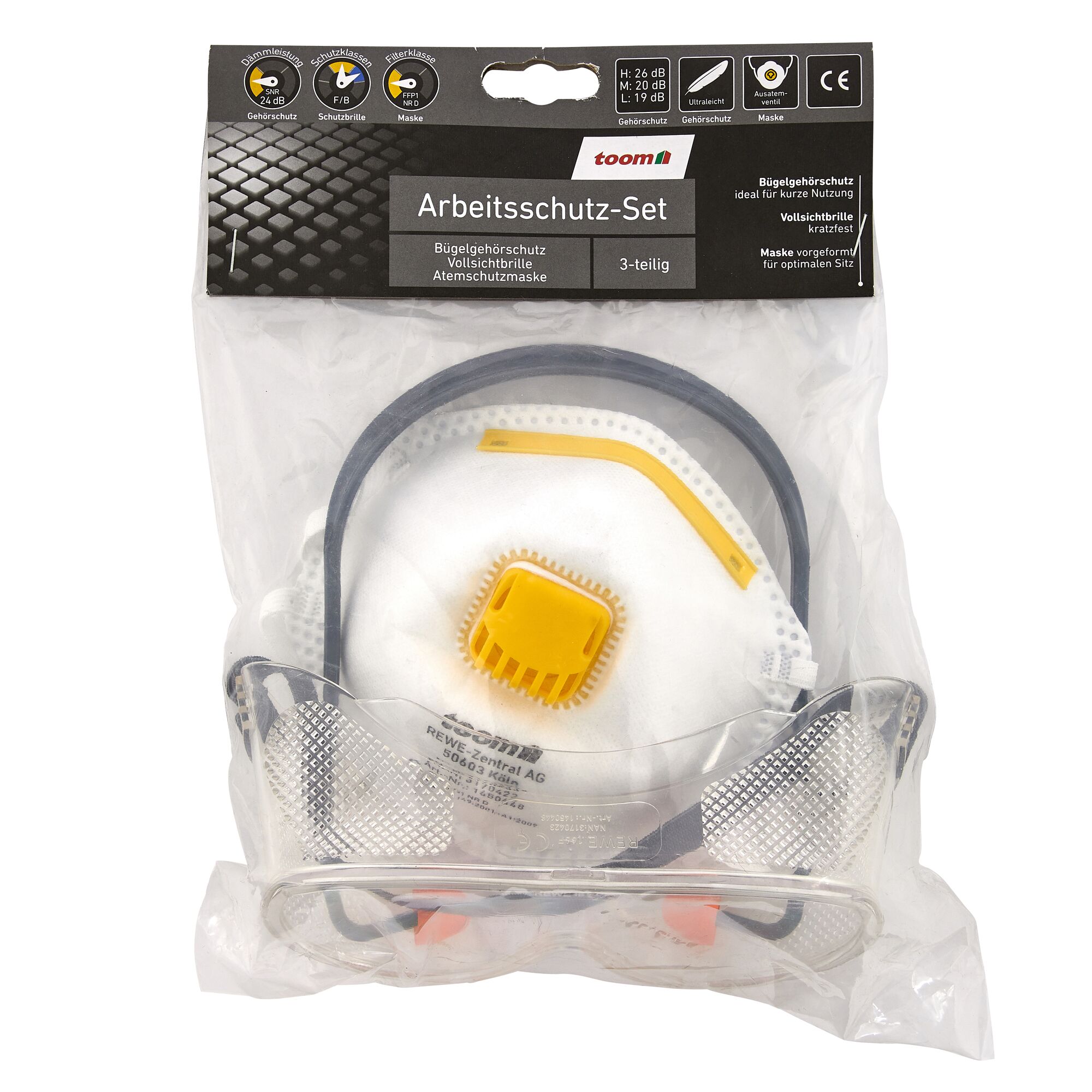 Arbeitsschutz-Set mit Maske und Schutzbrille