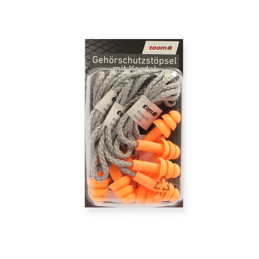 Orange Gehörstöpsel mit Kordel, toom