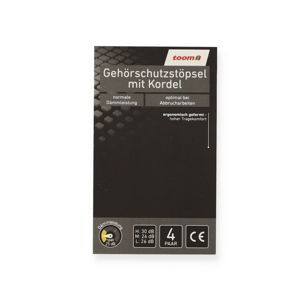 toom Gehörschutzstöpsel mit Kordel, 4 Paar