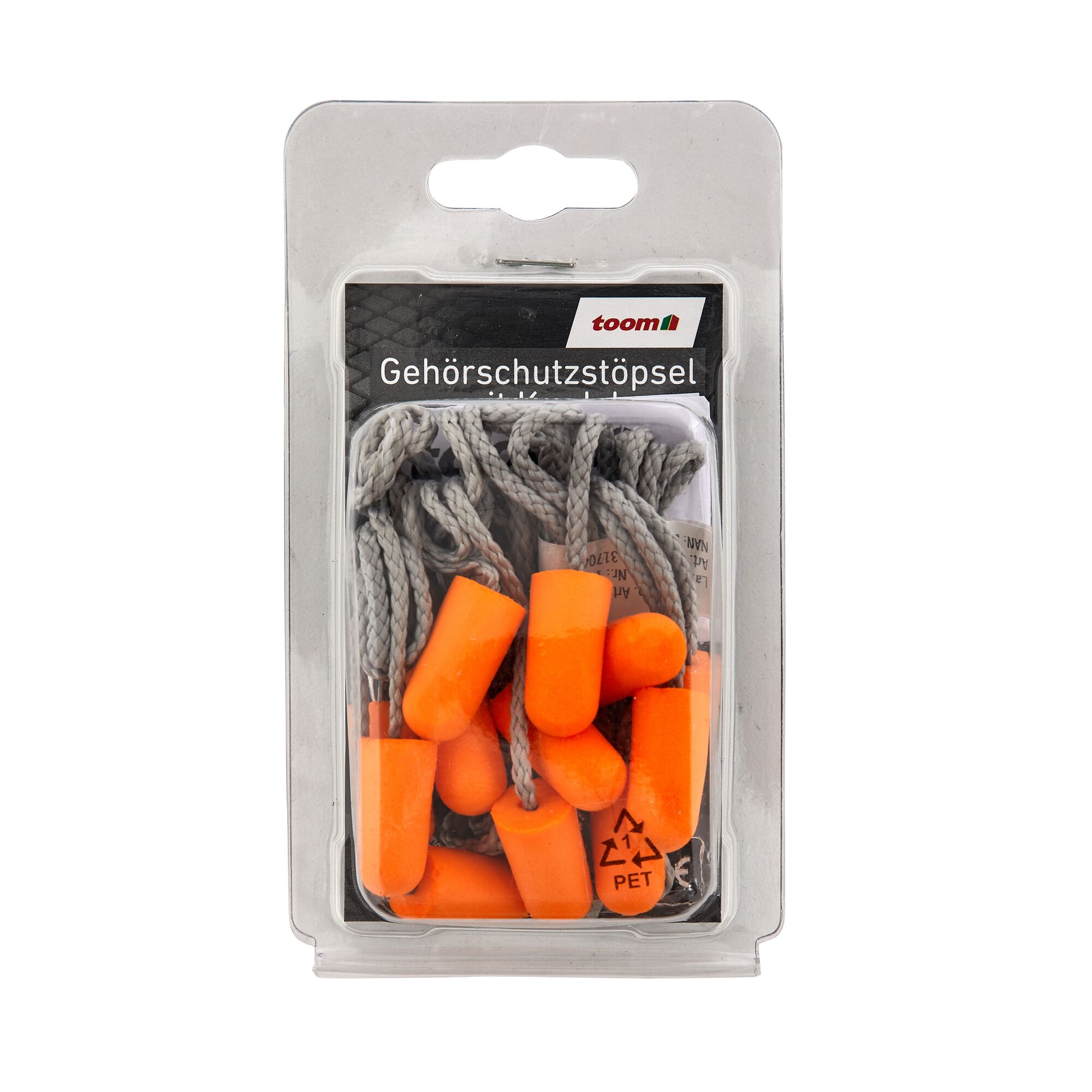 Ohrstöpsel von toom mit Kordel in Verkaufsverpackung