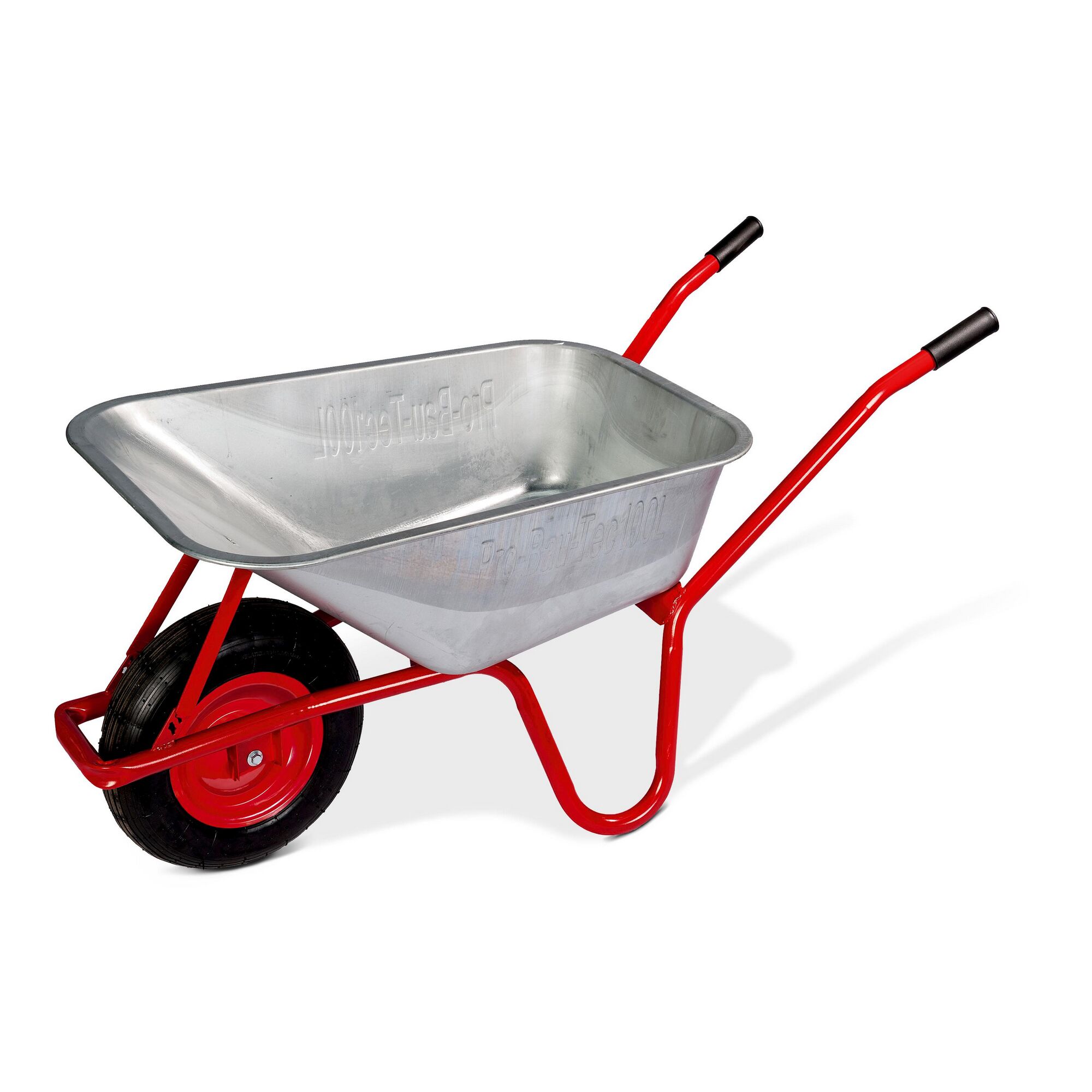 Rote Schubkarre mit pannensicherem Rad