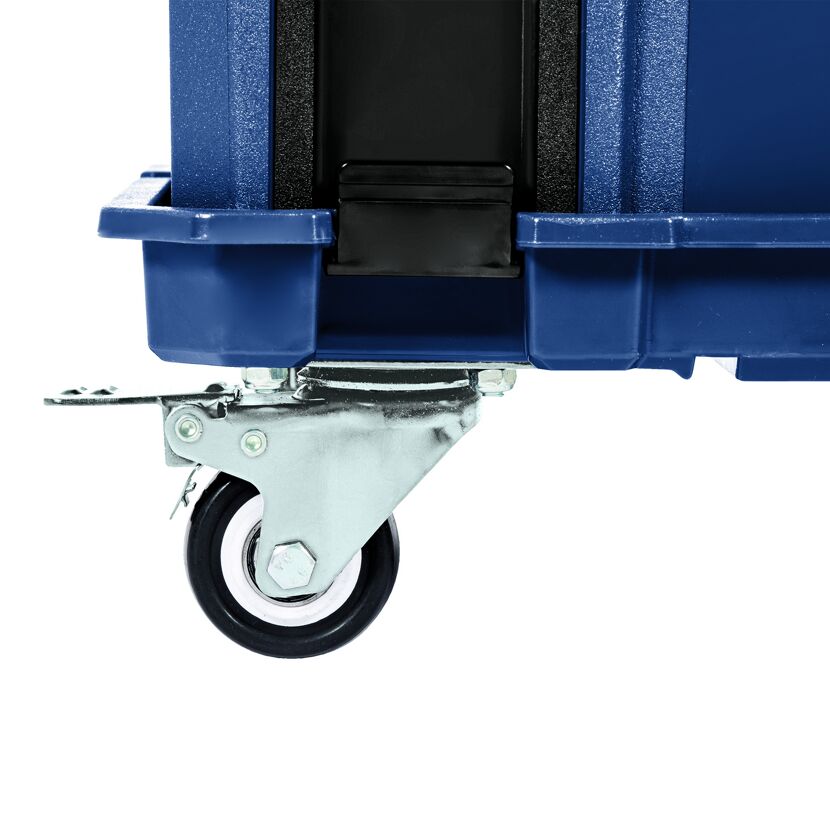 Blauer Systemkoffer mit Rolle