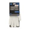 Weiße Universal-Handschuhe mit blauen Noppen an der Verpackung