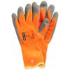Ein Paar orange Winterhandschuhe der Marke Noyon