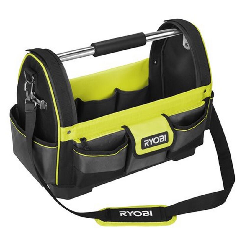 Schwarze und grüne Werkzeugtasche von Ryobi
