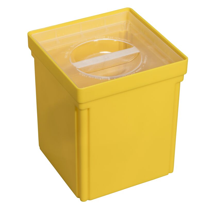 Gelbe Europlus Einsatzbox mit transparentem Deckel