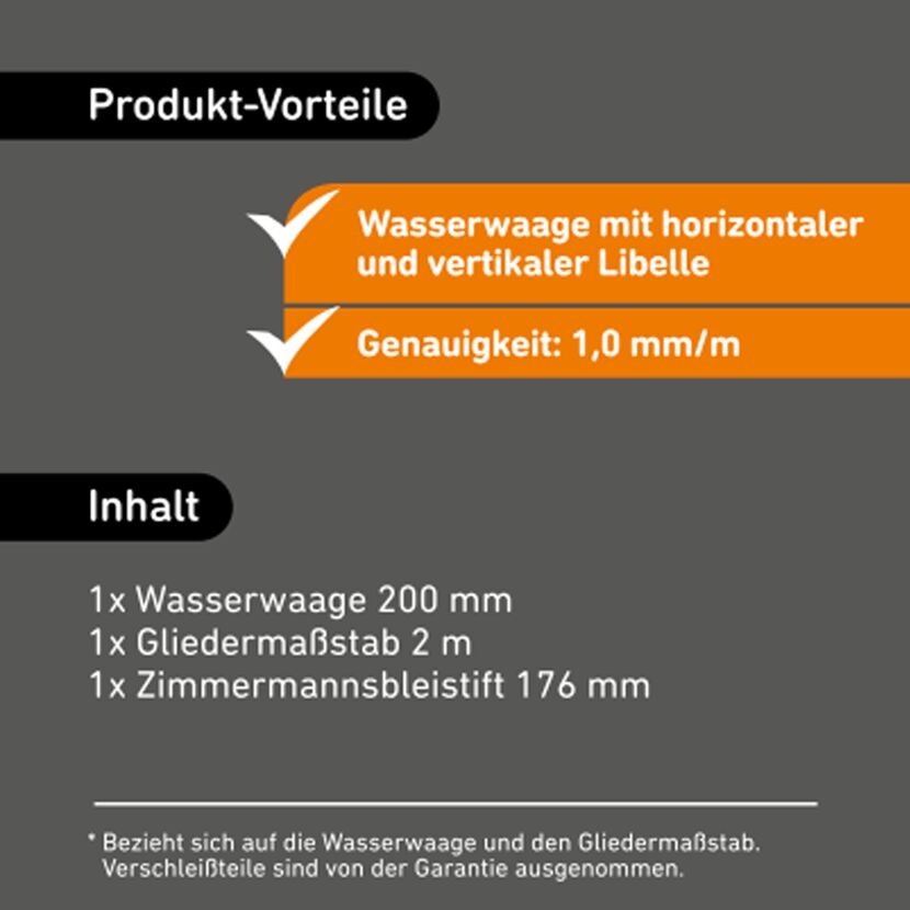 Produktdetails und Packungsinhalt Messwerkzeug-Set