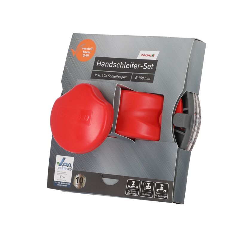 Handschleifer-Set von toom mit Schleifpapier