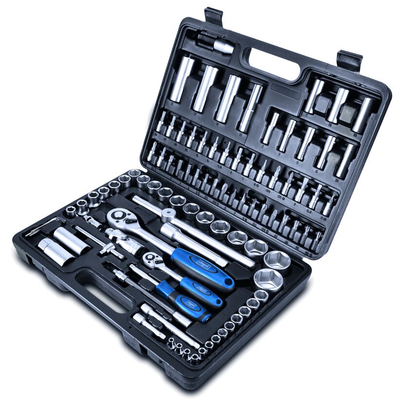 Werkzeugkoffer mit Schraubenschlüsseln und Bits