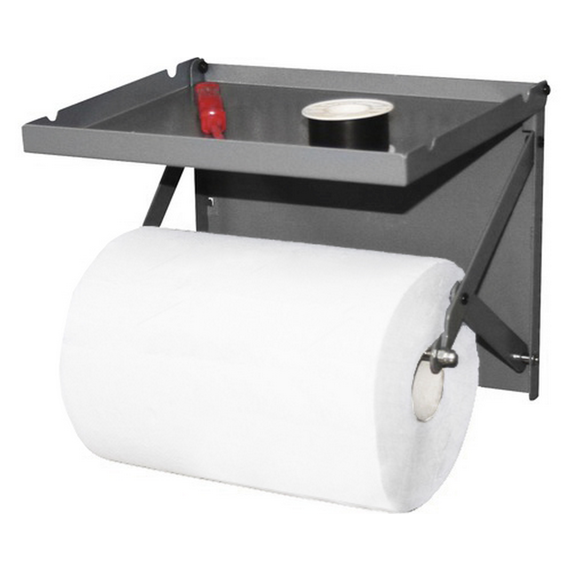 Papierrollenhalter mit Ablagefach aus Stahlblech + product picture