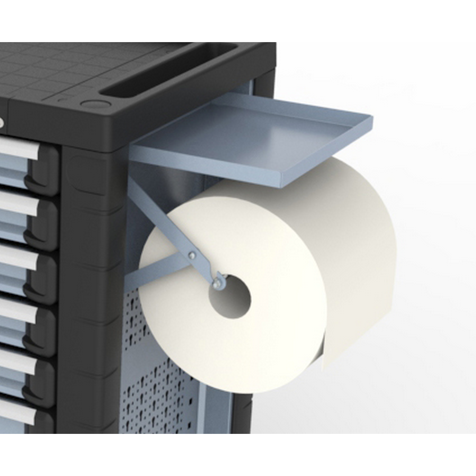 Papierrollenhalter mit Ablagefach aus Stahlblech + product picture