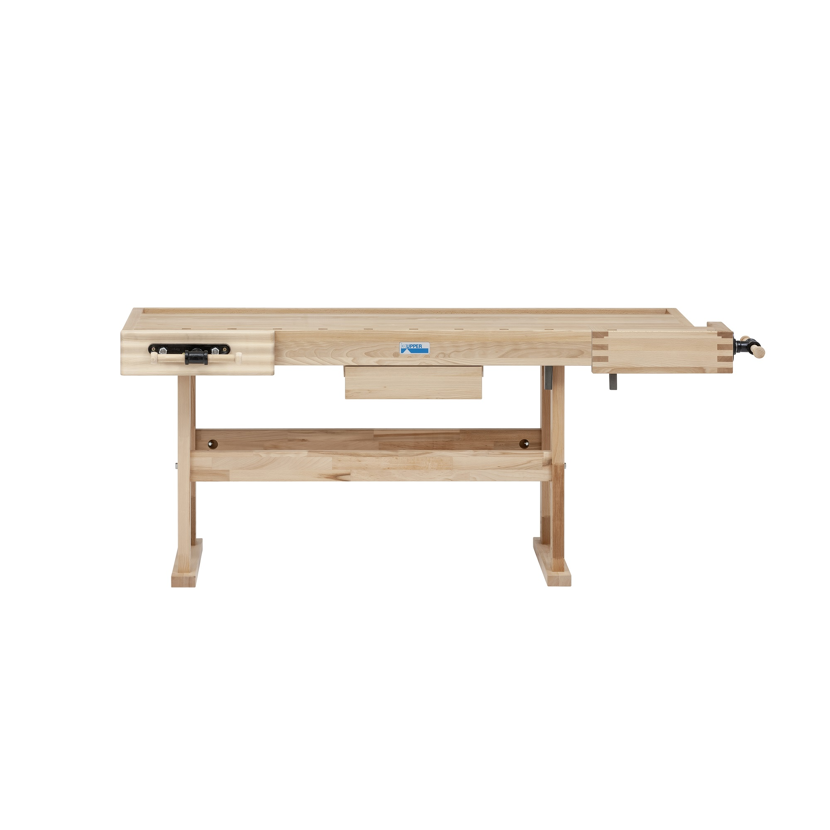Hobelbank aus Holz mit Schraubzwinge