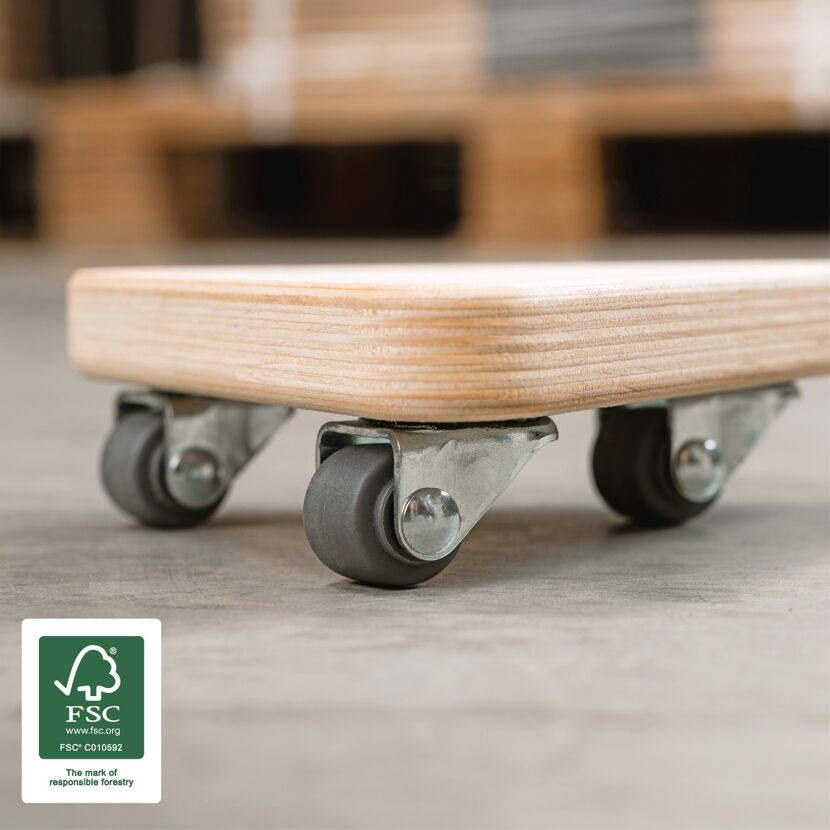 Holztransportplatte mit Rollen