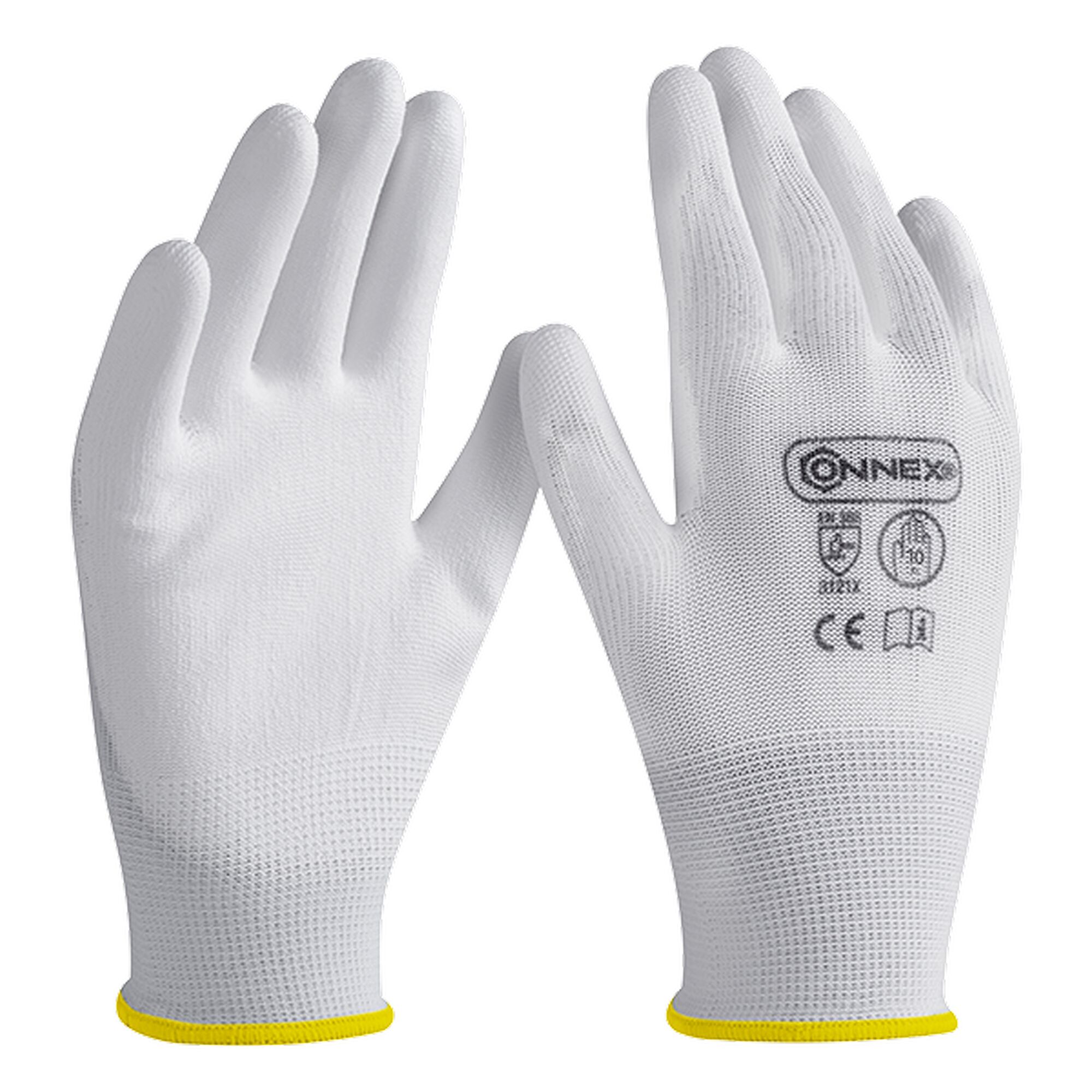 Ein Paar weiße Arbeitshandschuhe