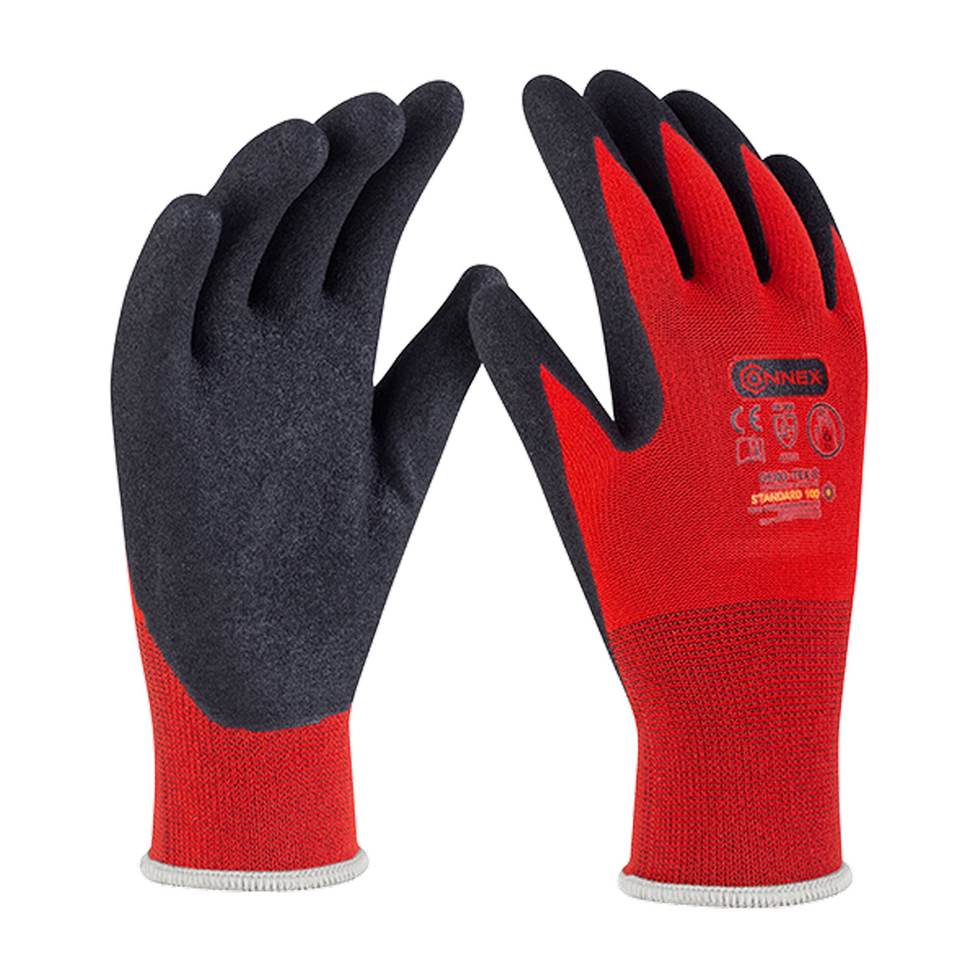 Ein Paar rote Arbeitshandschuhe