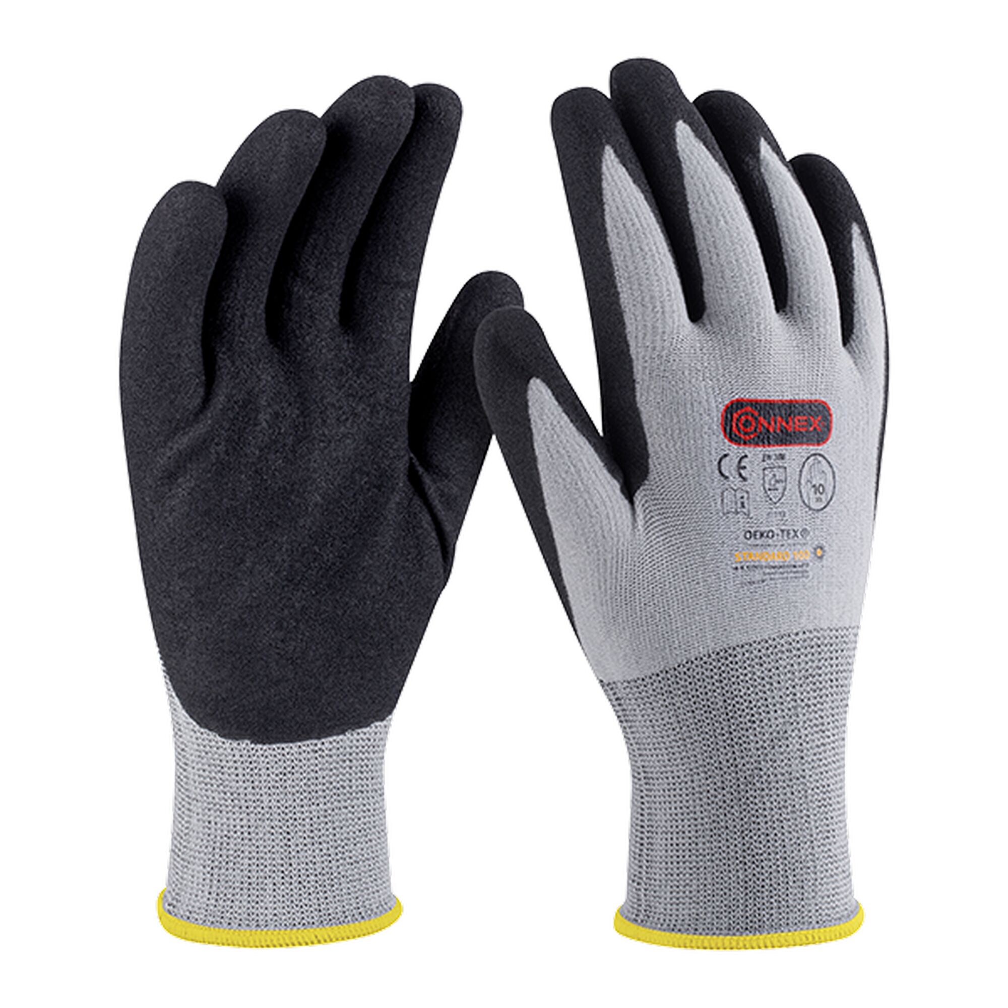 Schwarze und graue Arbeitshandschuhe