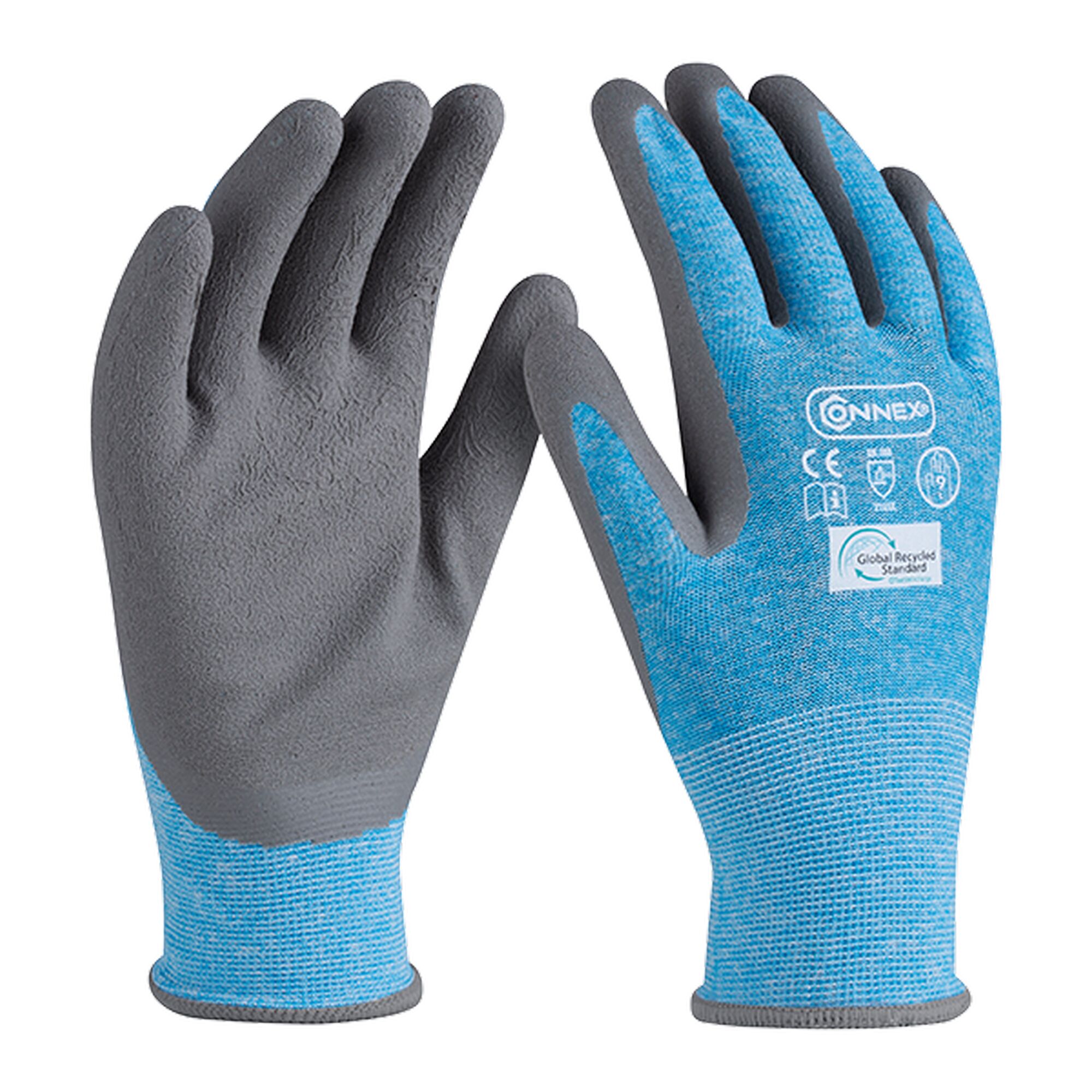 Ein Paar blaue Arbeitshandschuhe