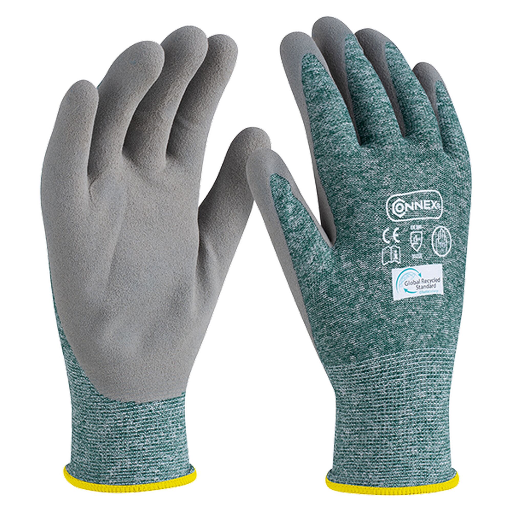 Ein Paar grüne Arbeitshandschuhe