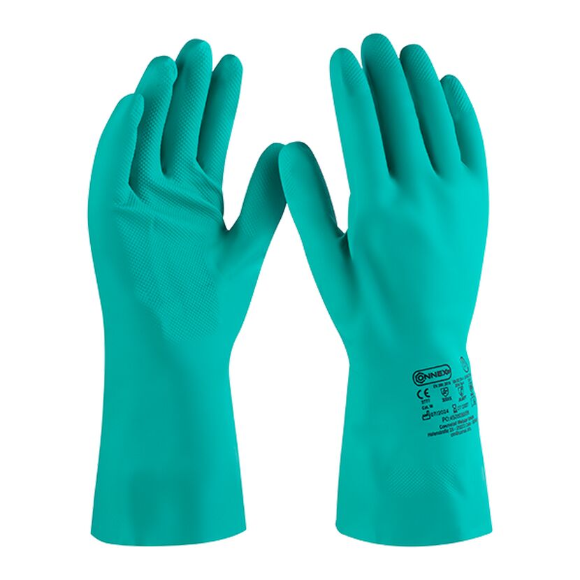 Ein Paar grüne Nitrilhandschuhe
