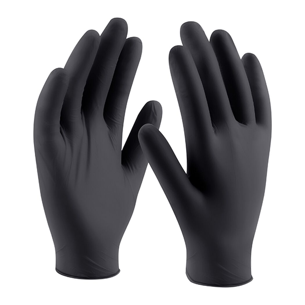 Ein Paar schwarze Handschuhe