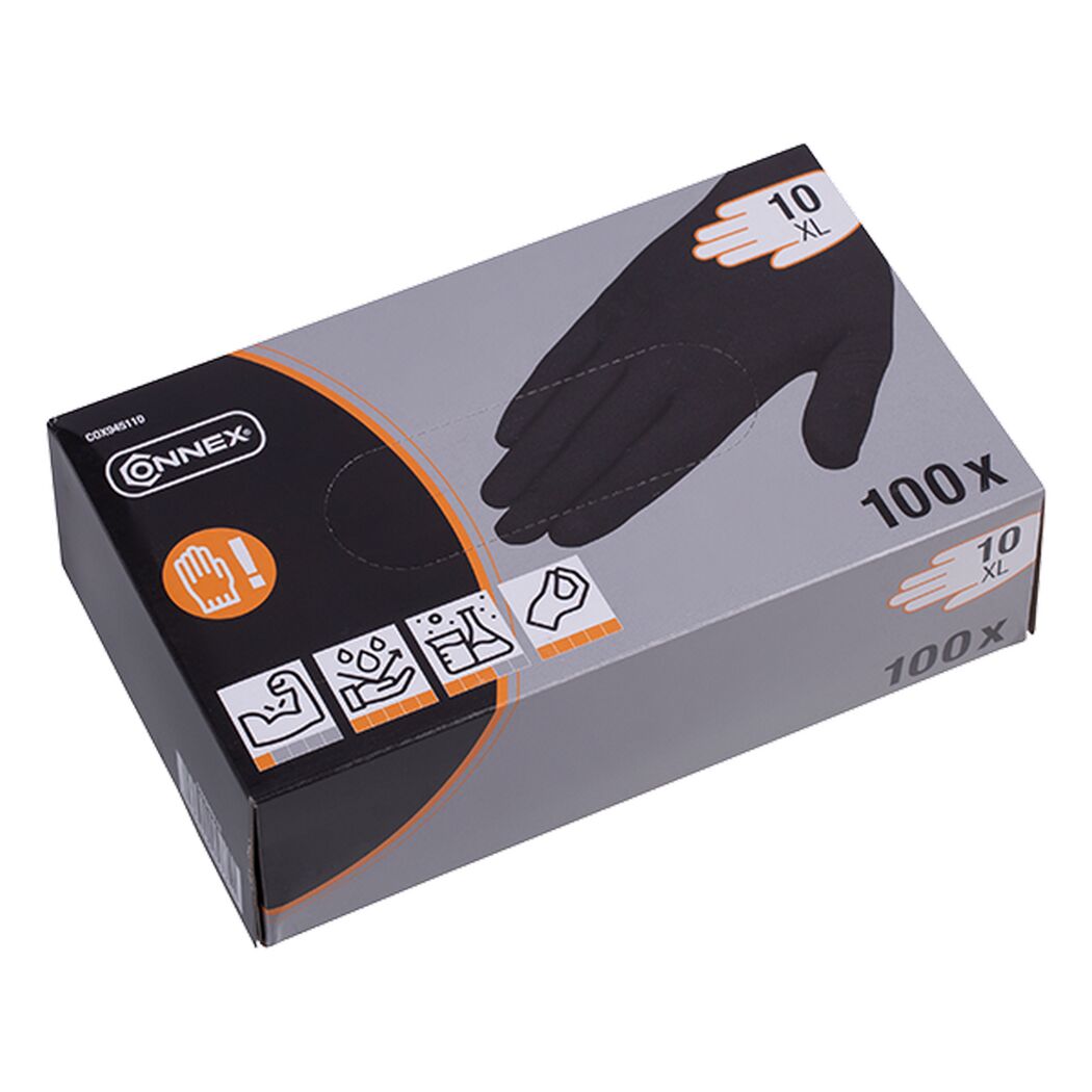 Schwarze Nitrilhandschuhe in einer Box
