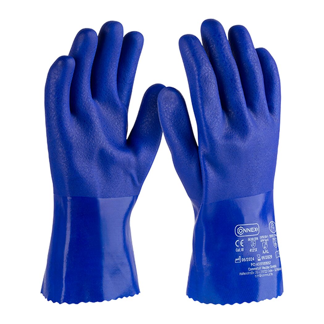 Ein Paar blaue Arbeitshandschuhe
