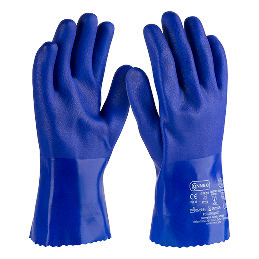 Ein Paar blaue Arbeitshandschuhe