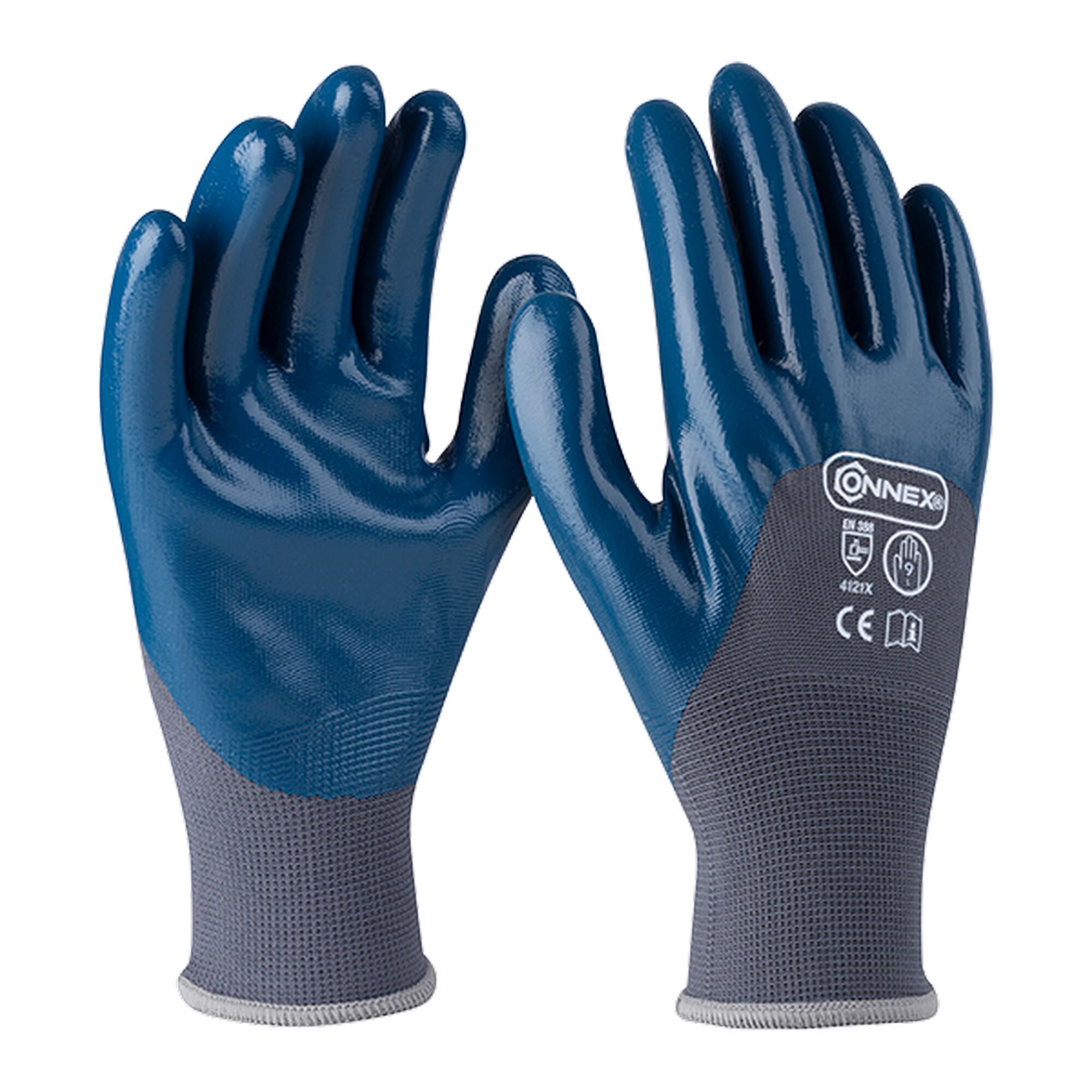 Ein Paar blaue Arbeitshandschuhe