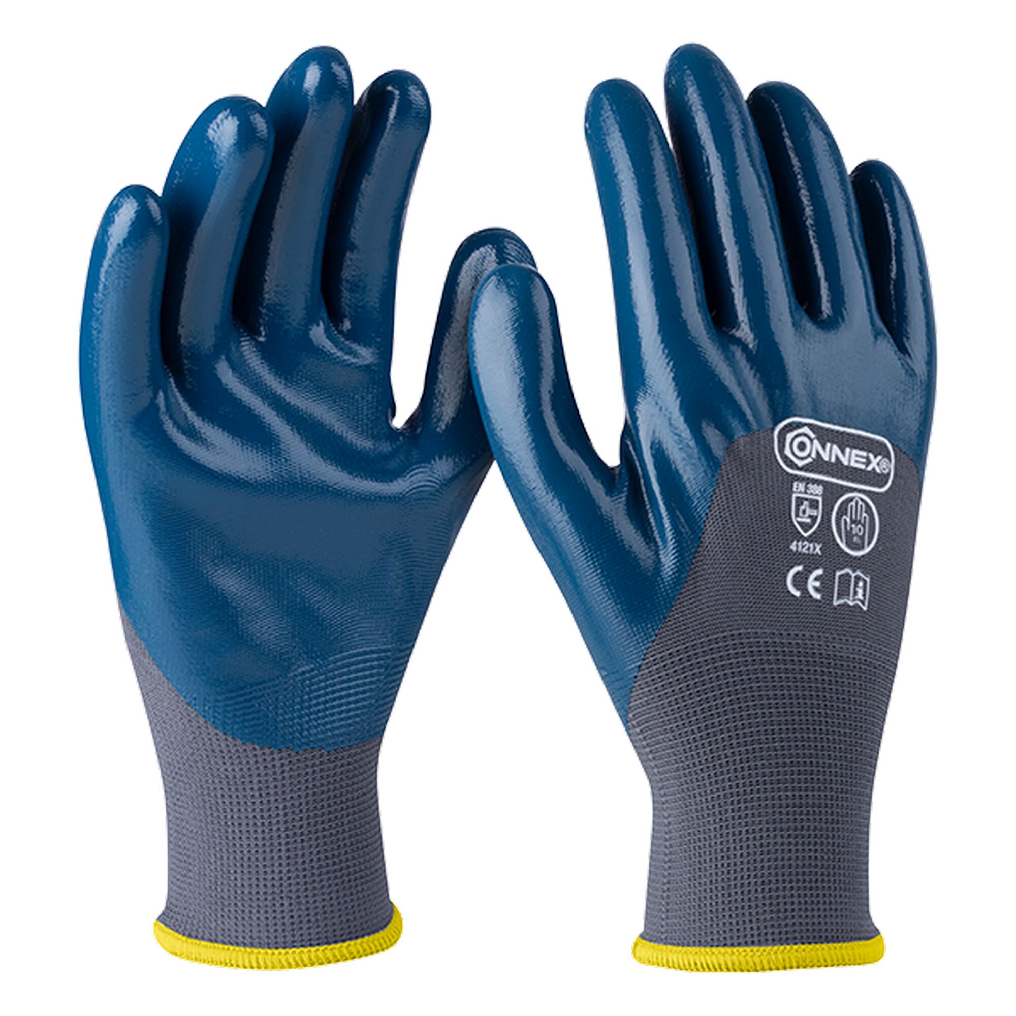 Ein Paar blaue Arbeitshandschuhe