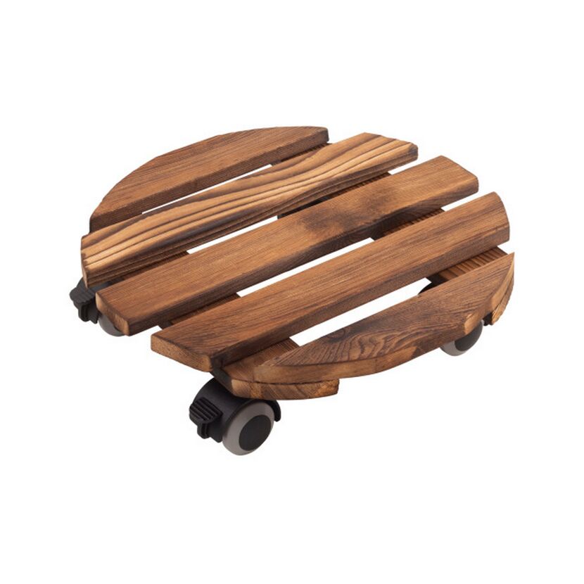 Runder Pflanzenroller aus Holz mit Rollen