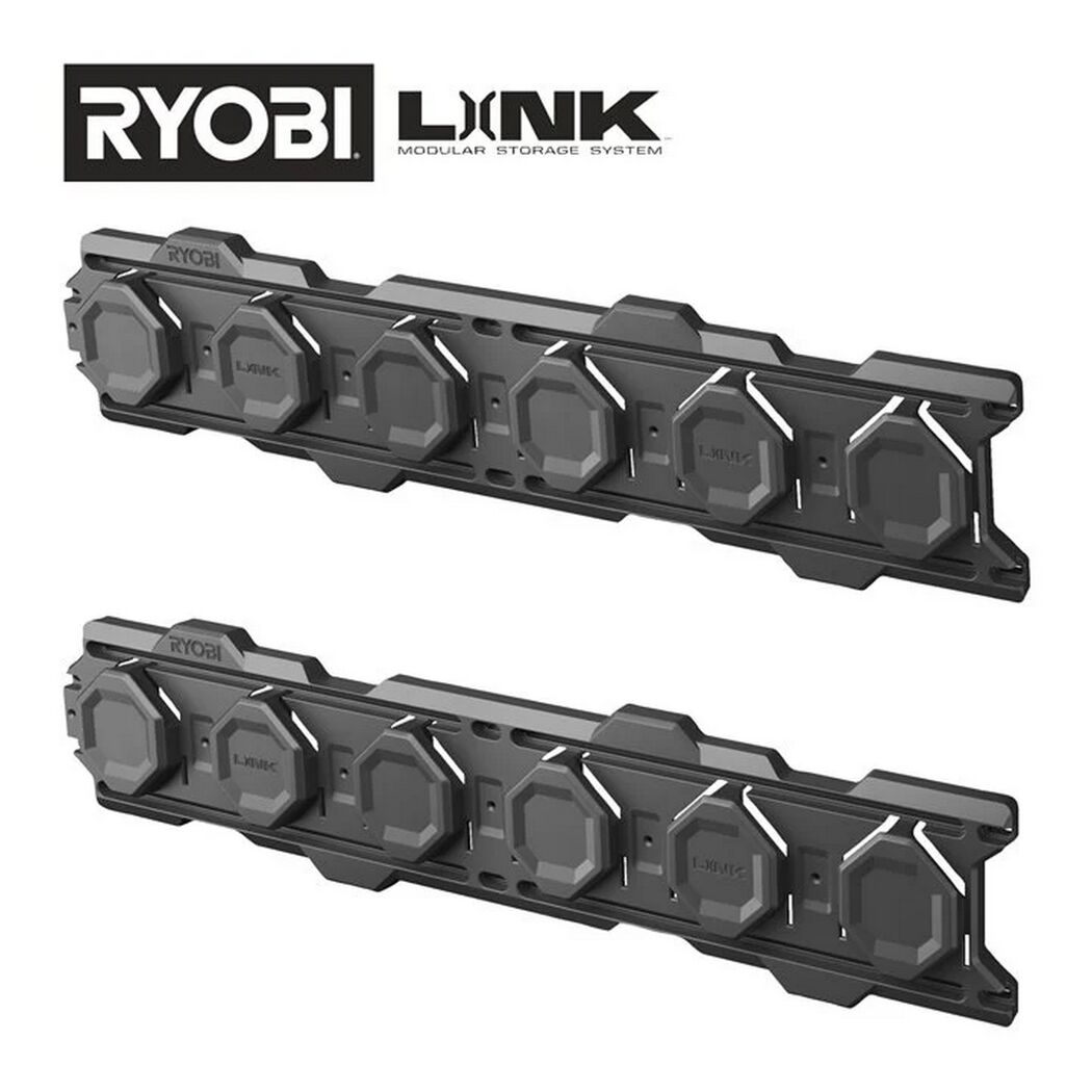 Zwei schwarze RYOBI LINK Wandträger