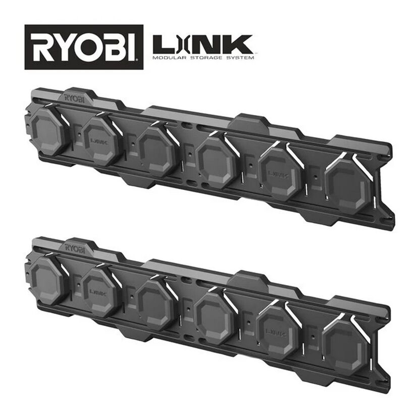 Zwei schwarze RYOBI LINK Wandträger