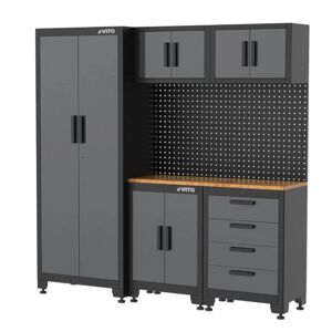 Werkstatteinrichtungs-Set schwarz 8-teilig 195 x 50 x 200 cm