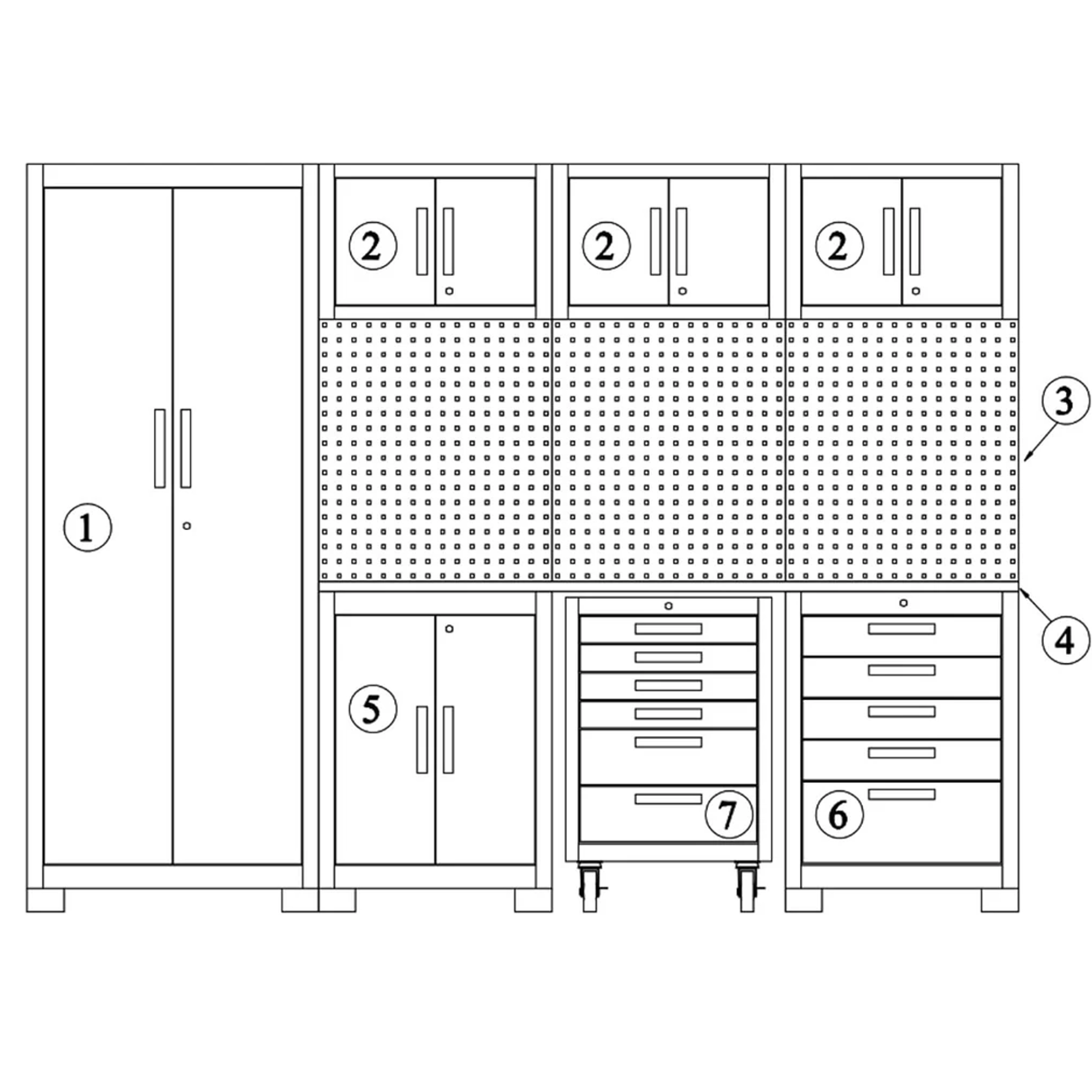 Werkstatteinrichtungs-Set schwarz 11-teilig 255 x 50 x 200 cm + product picture