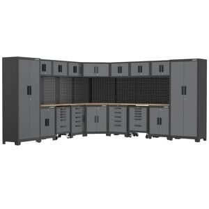 Werkstatteinrichtungs-Set schwarz 17-teilig 455 x 50 x 200 cm