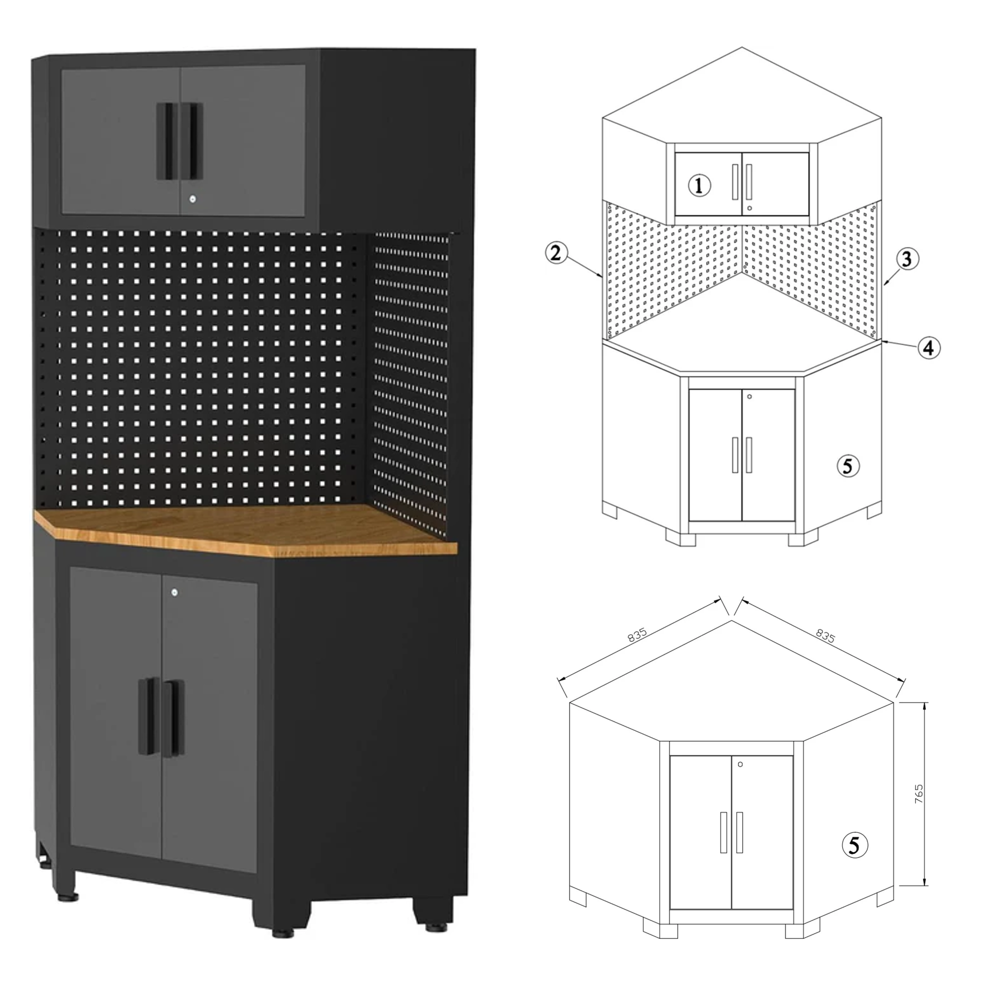 Werkstatteinrichtungs-Set schwarz 17-teilig 455 x 50 x 200 cm + product picture