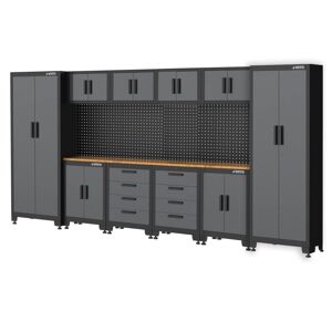 Werkstatteinrichtungs-Set schwarz 16-teilig 395 x 50 x 200 cm