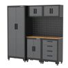 Grauer Werkstattschrank Vito mit Werkbank und Lochwand