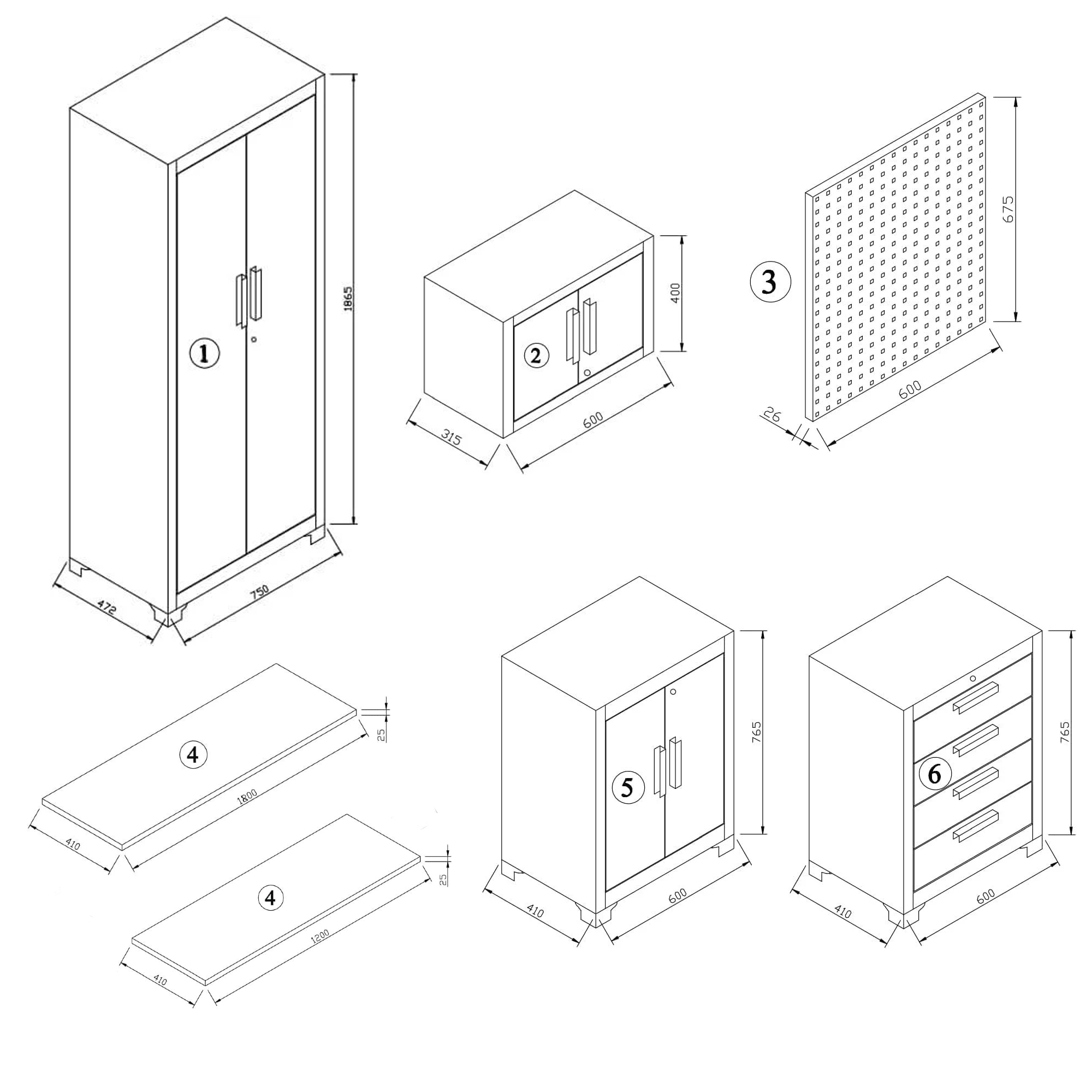 Werkstatteinrichtungs-Set schwarz 24-teilig 534 x 50 x 200 cm + product picture