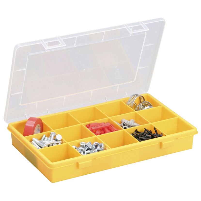 EuroPlus Sortimentskasten 'Basic 29/15' 15 Fächer gelb 29 x 18,5 x 4,6 cm