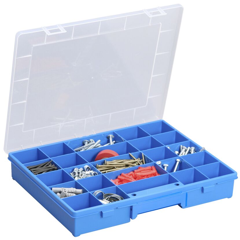 EuroPlus Sortimentskasten 'Basic 37/25' 25 Fächer blau 37 x 29,5 x 6 cm